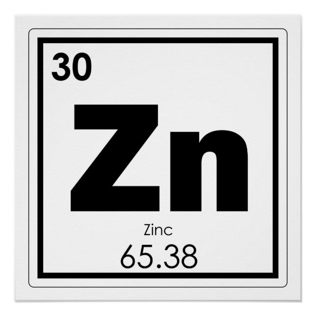 Zinc chemical element symbol chemistry formula gee poster (Front)