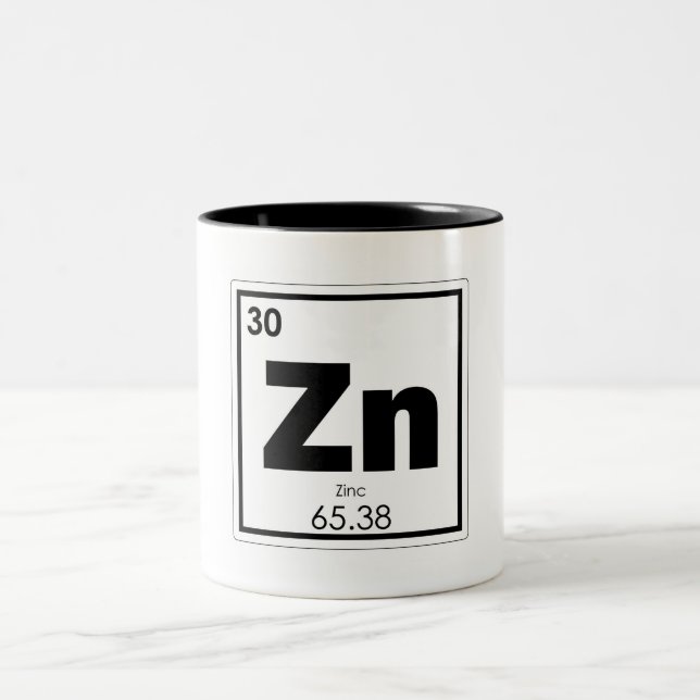 Zinc chemical element symbol chemistry formula gee Two-Tone coffee mug (Center)