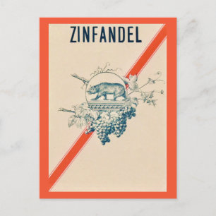 Zinfandel Bear Wine Postcard