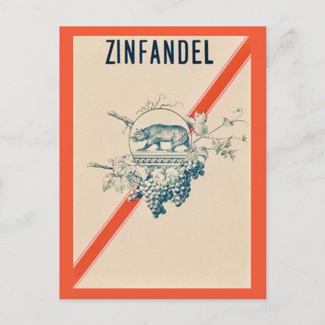  Zinfandel Bear Wine Postcard (Front)