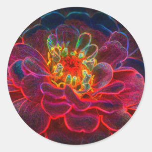 Zinnia Abstract Art Flower Classic Round Sticker