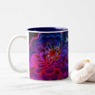 Zinnia Abstract Flower Art Flower Personalised Two-Tone Coffee Mug