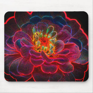 Zinnia Abstract Flower Art  Mouse Mat