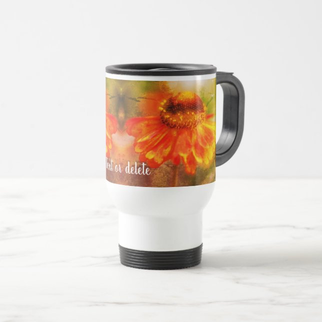 Zinnia Abstract Flower Art Personalised   Travel Mug (Front Right)