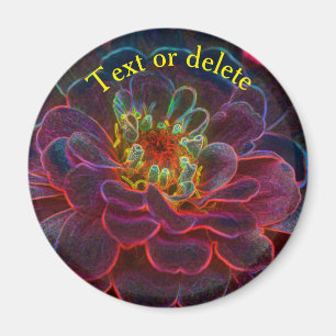 Zinnia Abstract Flower Art Personalized Magnet