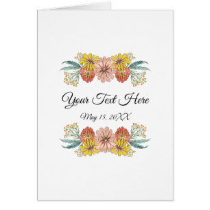Zinnia Art Drawing - Custom Text Wreath