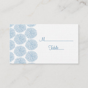 Zinnia Border Wedding Place Card, Blue Card
