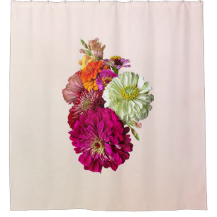 Zinnia Bouquet Mixed Colors Shower Curtain