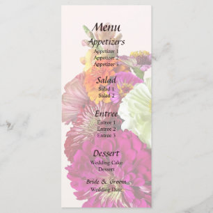 Zinnia Bouquet Mixed Colours  Wedding Menu