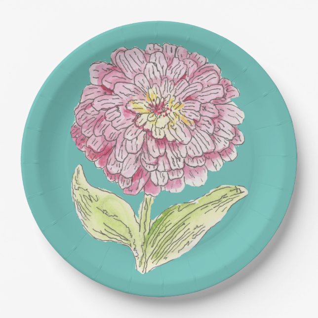 Zinnia Burst Paper Plate (Front)