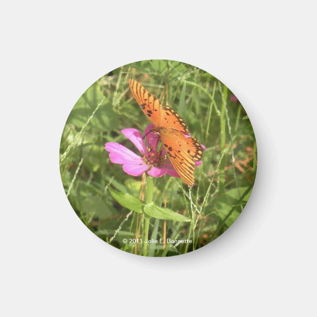 Zinnia & Butterfly Magnet (Front)
