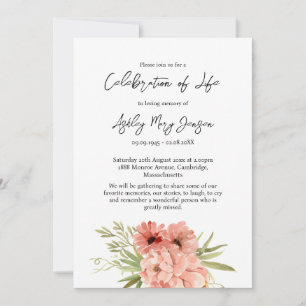Zinnia Celebration of Life Funeral Invitation