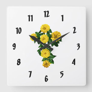Zinnia Cross Square Wall Clock