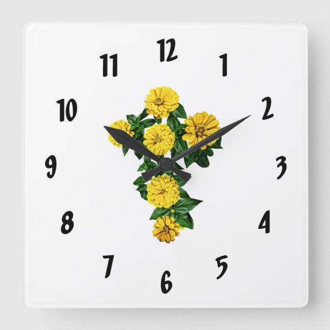 Zinnia Cross Square Wall Clock (Front)