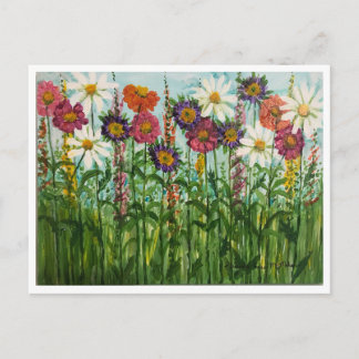 Zinnia, Daisy, Aster Flowers Postcard