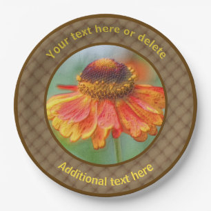 Zinnia Daisy Flower Nature Art Personalised Party  Paper Plate