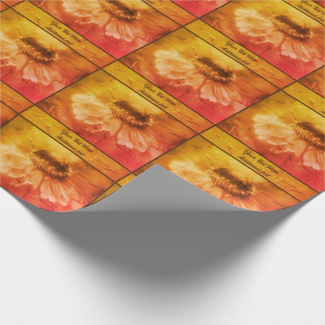 Zinnia Daisy Flower Vintage Personalised Wrapping Paper (Corner)
