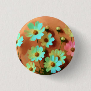 Zinnia Elegans Florals 3 Cm Round Badge
