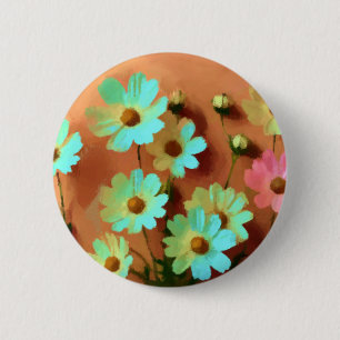 Zinnia Elegans Flowers 6 Cm Round Badge