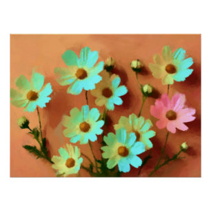 Zinnia Elegans Flowers Art Poster