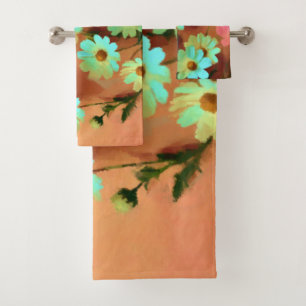 Zinnia Elegans Flowers Bath Towel Set
