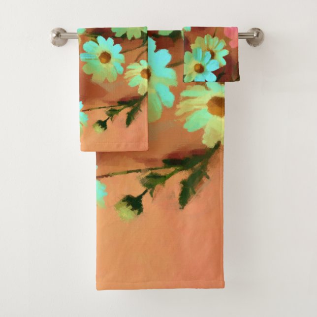Zinnia Elegans Flowers Bath Towel Set (Insitu)