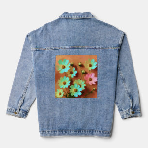 Zinnia Elegans Flowers Denim Jacket