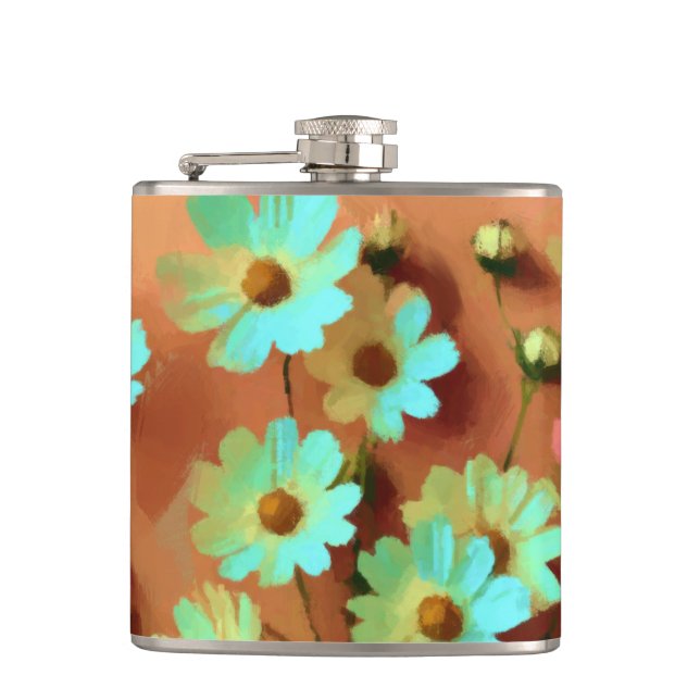 Zinnia Elegans Flowers Hip Flask (Front)