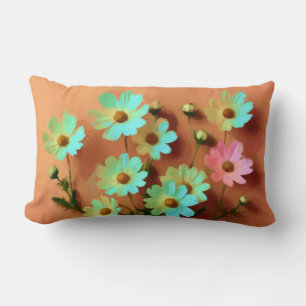 Zinnia Elegans Flowers Lumbar Cushion