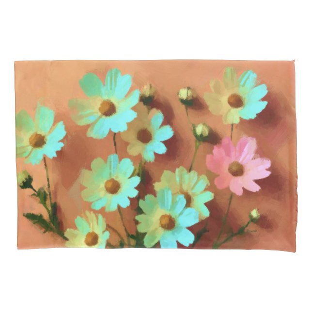 Zinnia Elegans Flowers Pillowcase (Front)