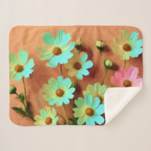 Zinnia Elegans Flowers Sherpa Blanket