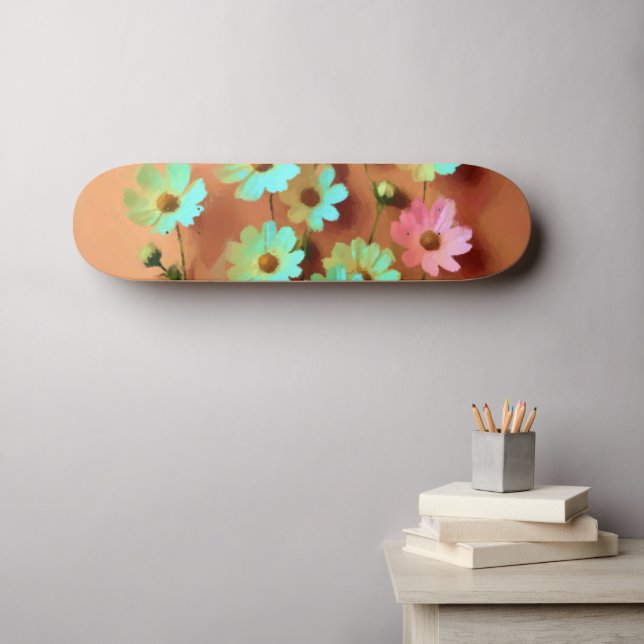 Zinnia Elegans Flowers Skateboard (Wall Art (Horz))