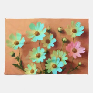Zinnia Elegans Flowers Tea Towel