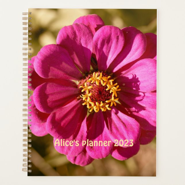 Zinnia Elegans Personalised Planner (Front)