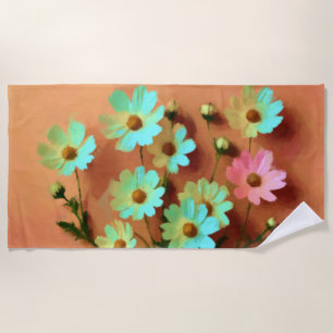 Zinnia Elegans Vibrant Botanical Beach Towel