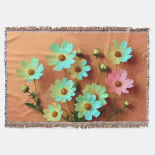 Zinnia Elegans Vibrant Botanical Throw Blanket