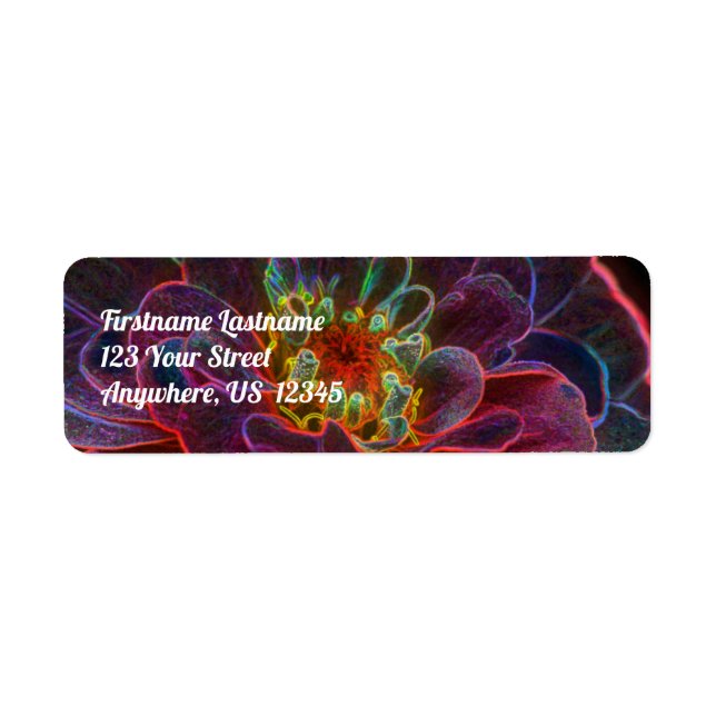 Zinnia Fantasy Abstract Flower Art Address (Front)