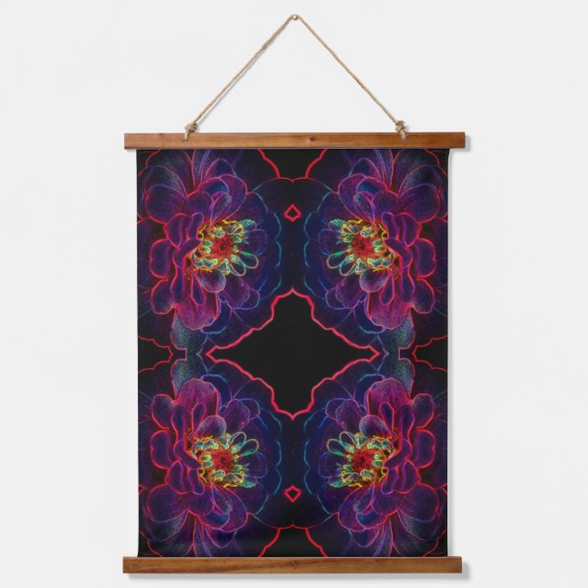 Zinnia Fantasy Abstract Flower Art  Hanging Tapestry (Front)