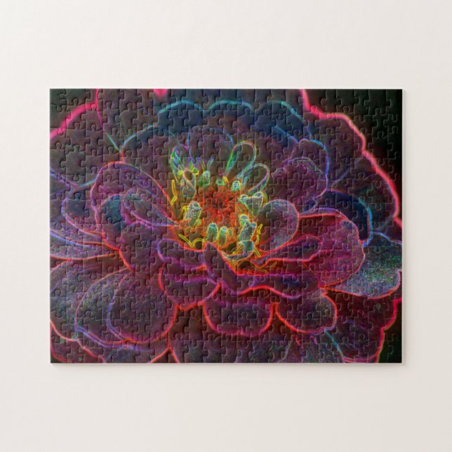 Zinnia Fantasy Abstract Flower Art  Jigsaw Puzzle (Horizontal)