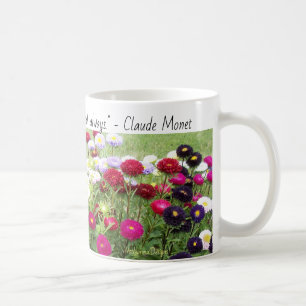 Zinnia Field Flower Mug with Monet Quote.