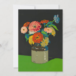 Zinnia floral crock get well soon greeting card