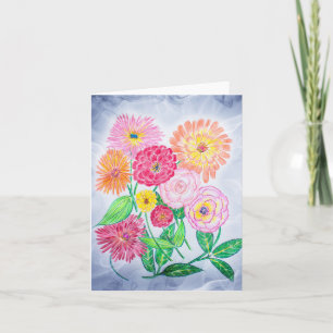 Zinnia Flower Artistic Garden Art Card