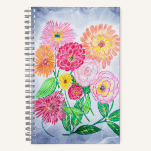 Zinnia Flower Artistic Garden Art Notebook