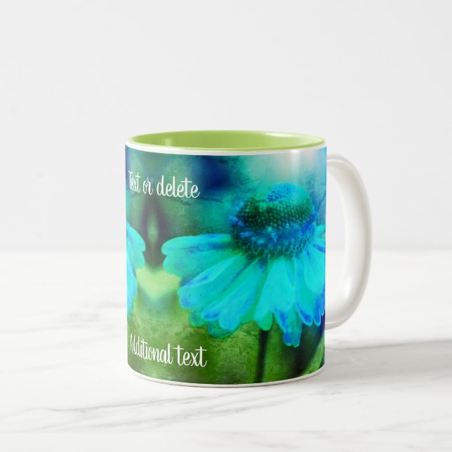 Zinnia Flower Distressed Art Personalised    Two-Tone Coffee Mug (Front Right)