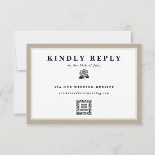 Zinnia Flower Electronic QR Code Wedding Web Site RSVP Card