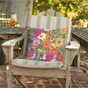 Zinnia Flower Garden Floral Cushion