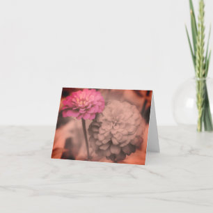 Zinnia Flowers Black And White Vintage Note Card