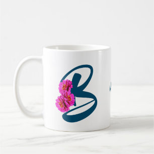 Zinnia Flowers Monogram Initial B Personalised Coffee Mug
