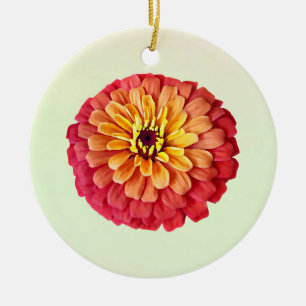 Zinnia in Shades of Orange Ceramic Tree Decoration