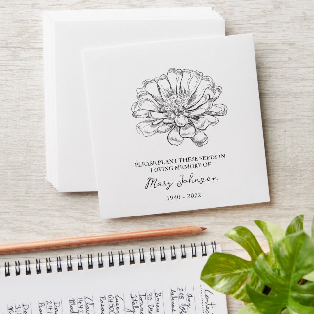 Zinnia Memorial Funeral Seed Envelope (Stacked)